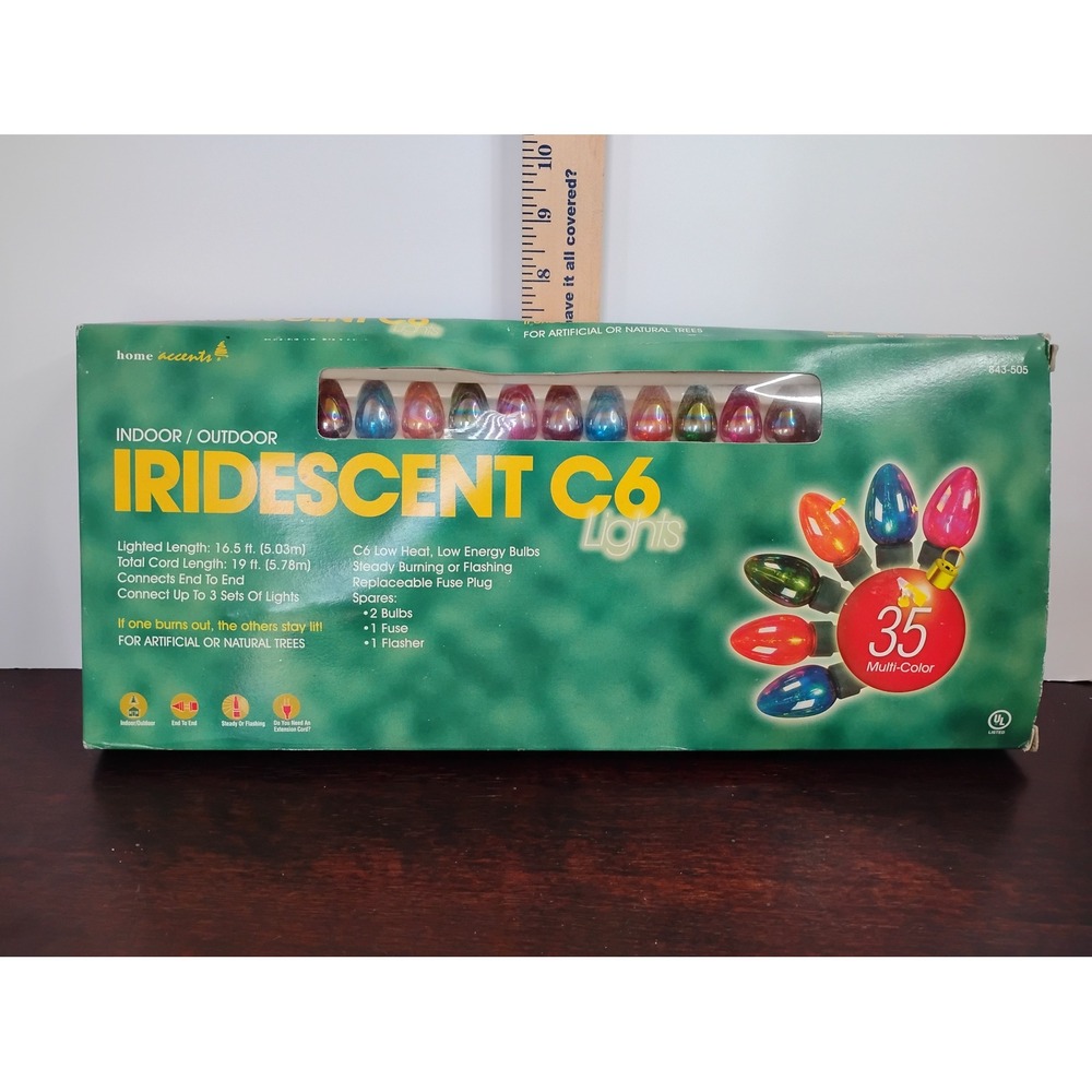 Home Accents Holiday 35 Iridescent C6 Multi-Color Indoor Outdoor Lights 843-505